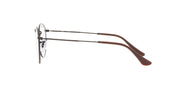 Round prescription eyewear frames, metal front with clear lenses and warm brown temple arms