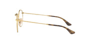 Gold metal round eyeglass frames with dark tortoise temples and clear demo lenses.
