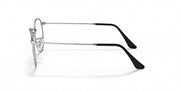 Round prescription eyewear frames with clear lenses, metal front and black temple arms