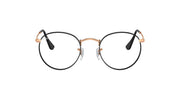 Ray-Ban round metal prescription frames, black with gold-tone bridge and temples