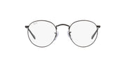 Round metal eyeglass frames with clear demo lenses, dark gunmetal temples (front view)