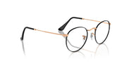 Ray-Ban round metal prescription frames, black with gold-tone and tortoise temple tips