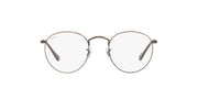 Round prescription eyewear frames with clear lenses, thin metal rim and dark temple tips