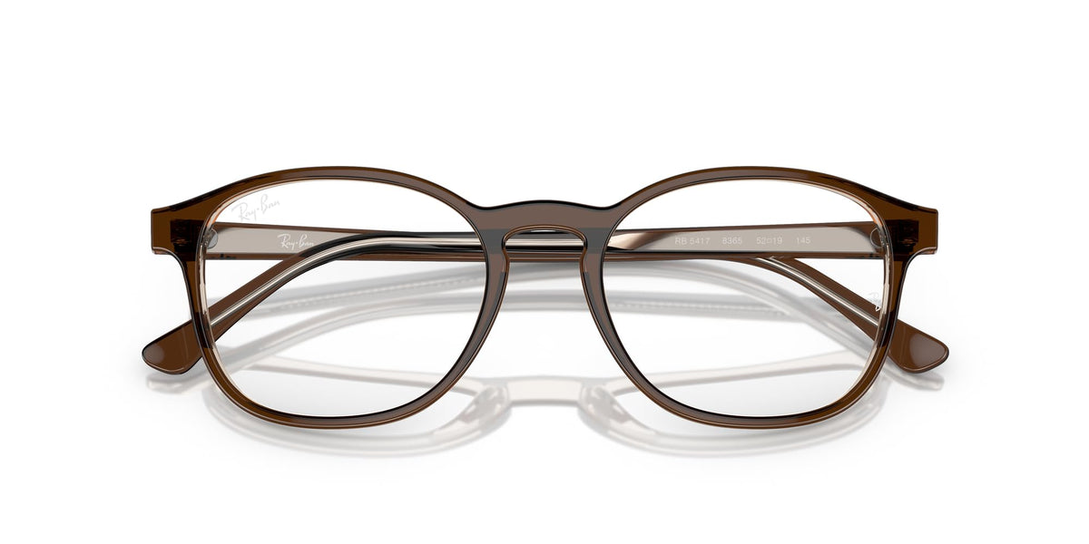Ray-Ban RX5417 Prescription Eyewear Frames — Brown On Transparent Light Brown/Demo Lens — view 10