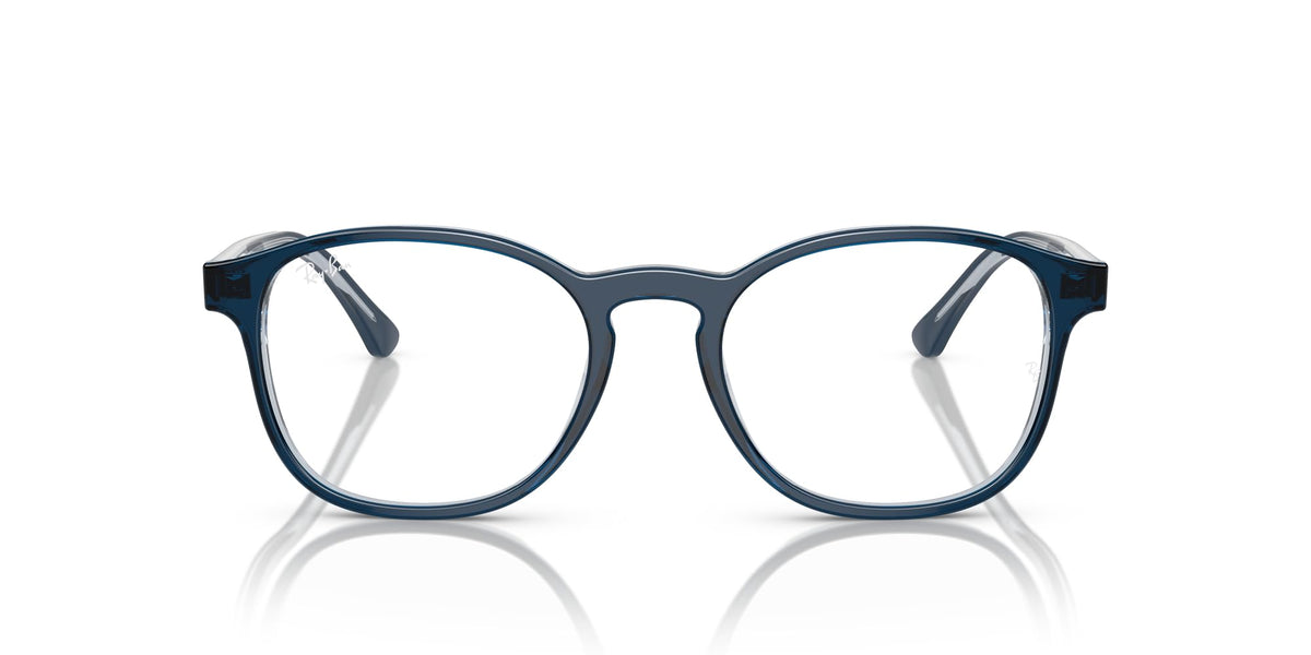 Ray-Ban prescription eyewear frames in blue with round lenses and acetate temples