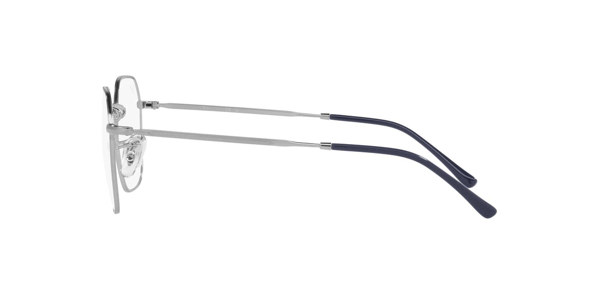 Ray-Ban prescription frames with silver metal and dark blue temple arms