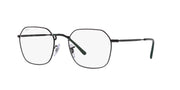 Ray-Ban prescription frames with dark metal and clear lenses, side angle
