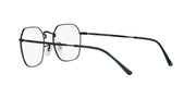 Ray-Ban prescription frames with silver face and green temple arms, angled