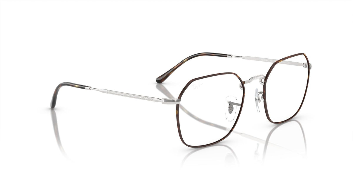 Ray-Ban prescription eyewear frames with clear-silver frame and dark brown temples