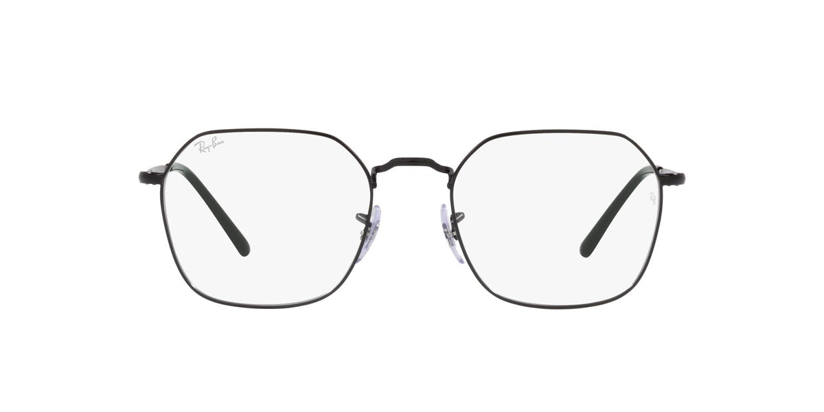 Ray-Ban prescription frames with dark metal and clear lenses, front view