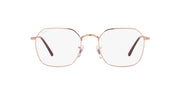 Ray-Ban prescription frames in rose gold with clear lenses, front view