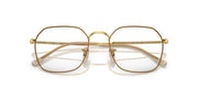 Gold-tone metal prescription glasses frames with thin bridge and clear lenses
