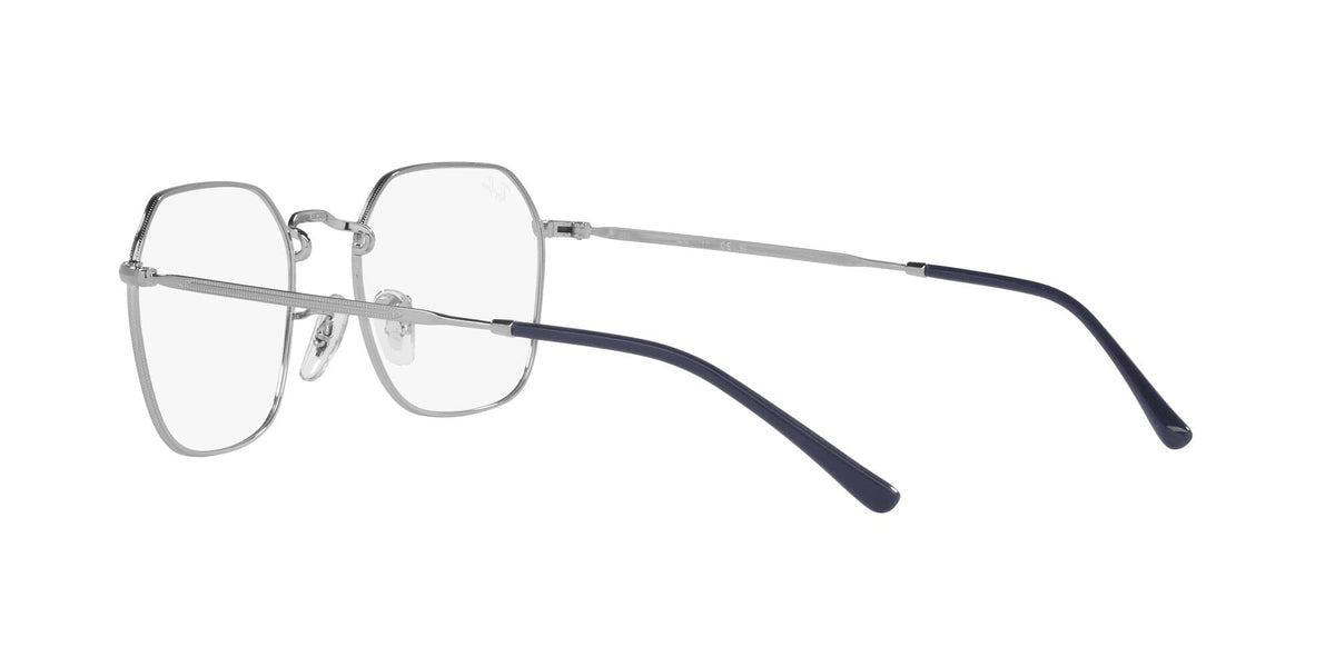 Ray-Ban prescription frames, silver with rounded square dark blue temples