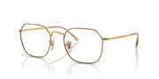 Gold-tone metal prescription glasses frames with rounded rectangular clear lenses