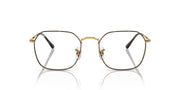 Prescription eyeglass frames with dark brown oval lenses and gold details