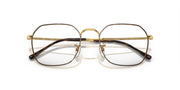 Ray-Ban prescription eyewear frames with dark brown front and gold-tone metal arms