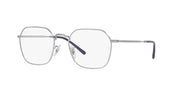 Prescription eyeglass frames with light gray front and blue-tinted arms