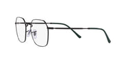 Ray-Ban prescription frames with dark metal front and green-tinted temples