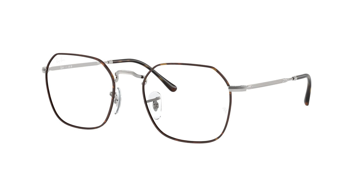 Ray-Ban prescription eyewear frames with dark brown rounded rectangular lenses