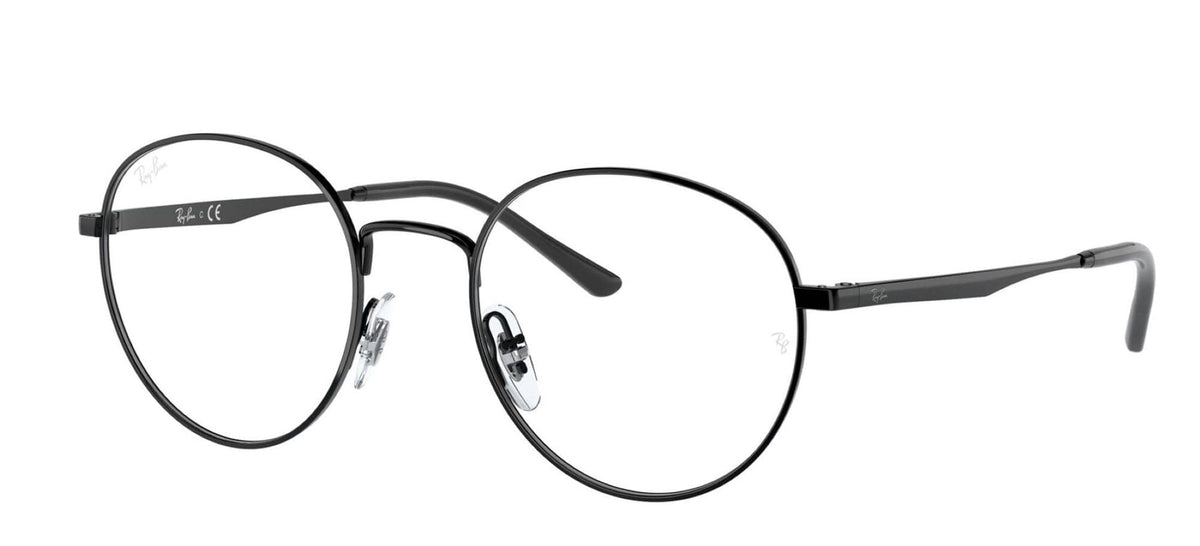 Ray-Ban prescription eyewear frames, round black metal with dark temple arms