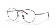 Ray-Ban round prescription frames, gunmetal metal with maroon temple tips