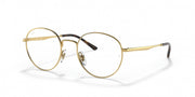 Ray-Ban round prescription eyewear frames, gold metal with dark tortoise temple tips