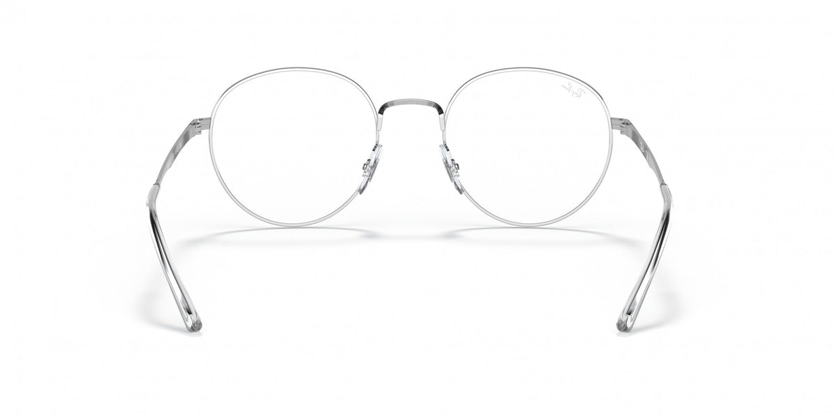 Ray-Ban round prescription frames, silver metal with clear lenses and curved temples
