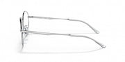 Ray-Ban round prescription frames, silver metal with clear lenses (side view)