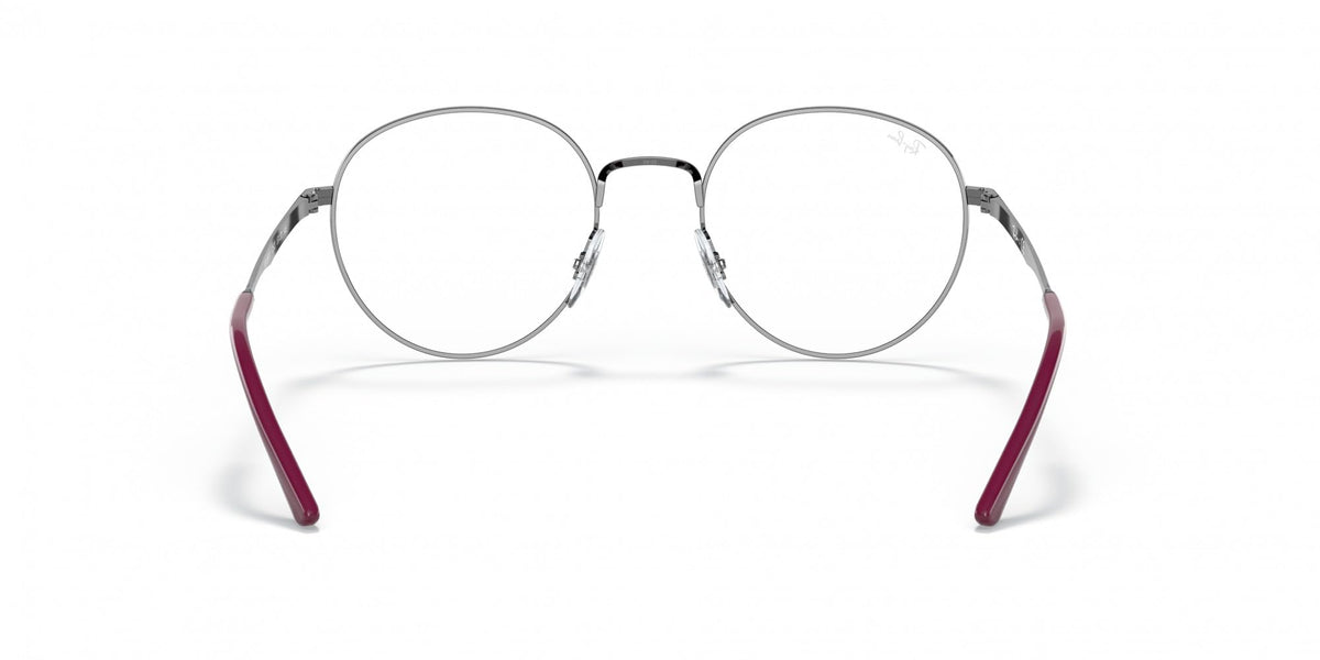 Ray-Ban prescription eyewear frames, silver with maroon acetate temple tips