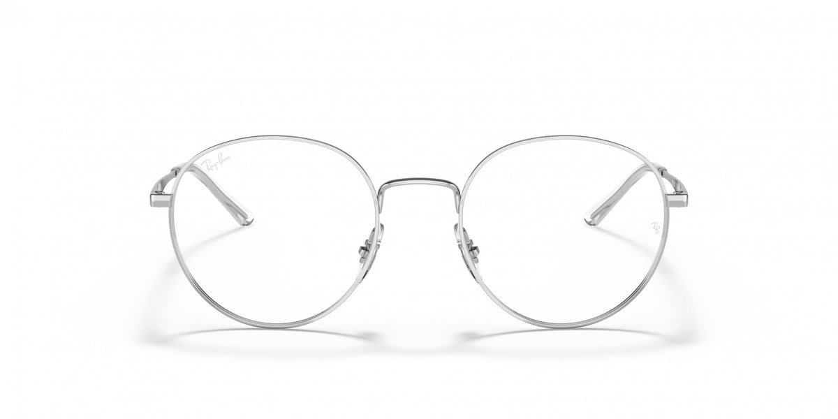 Ray-Ban round prescription frames, silver metal with clear lenses and thin rims