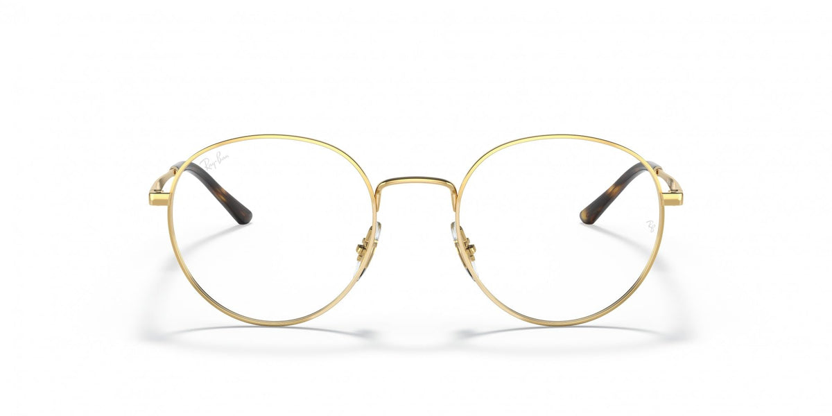 Ray-Ban round prescription frames, gold metal with dark tortoise temple ends