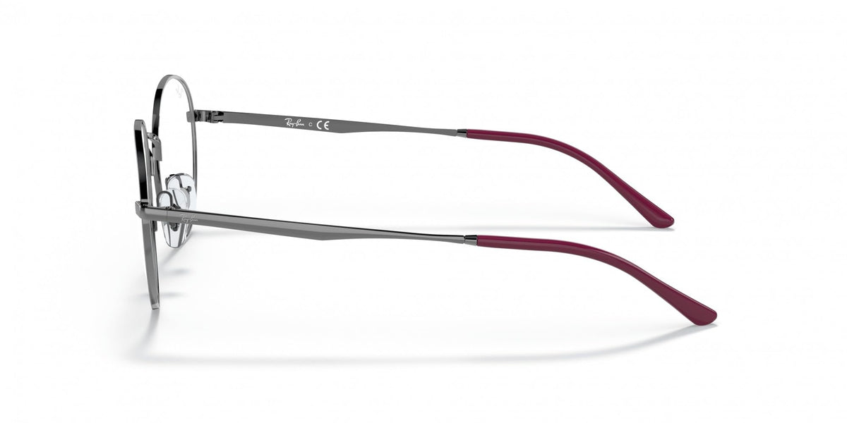 Ray-Ban prescription eyewear frames, silver metal with burgundy temple tips