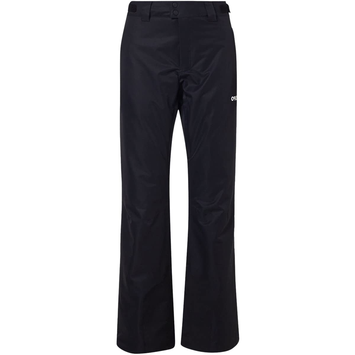 Black women's insulated ski pants with elastic ankle cuffs and front zip
