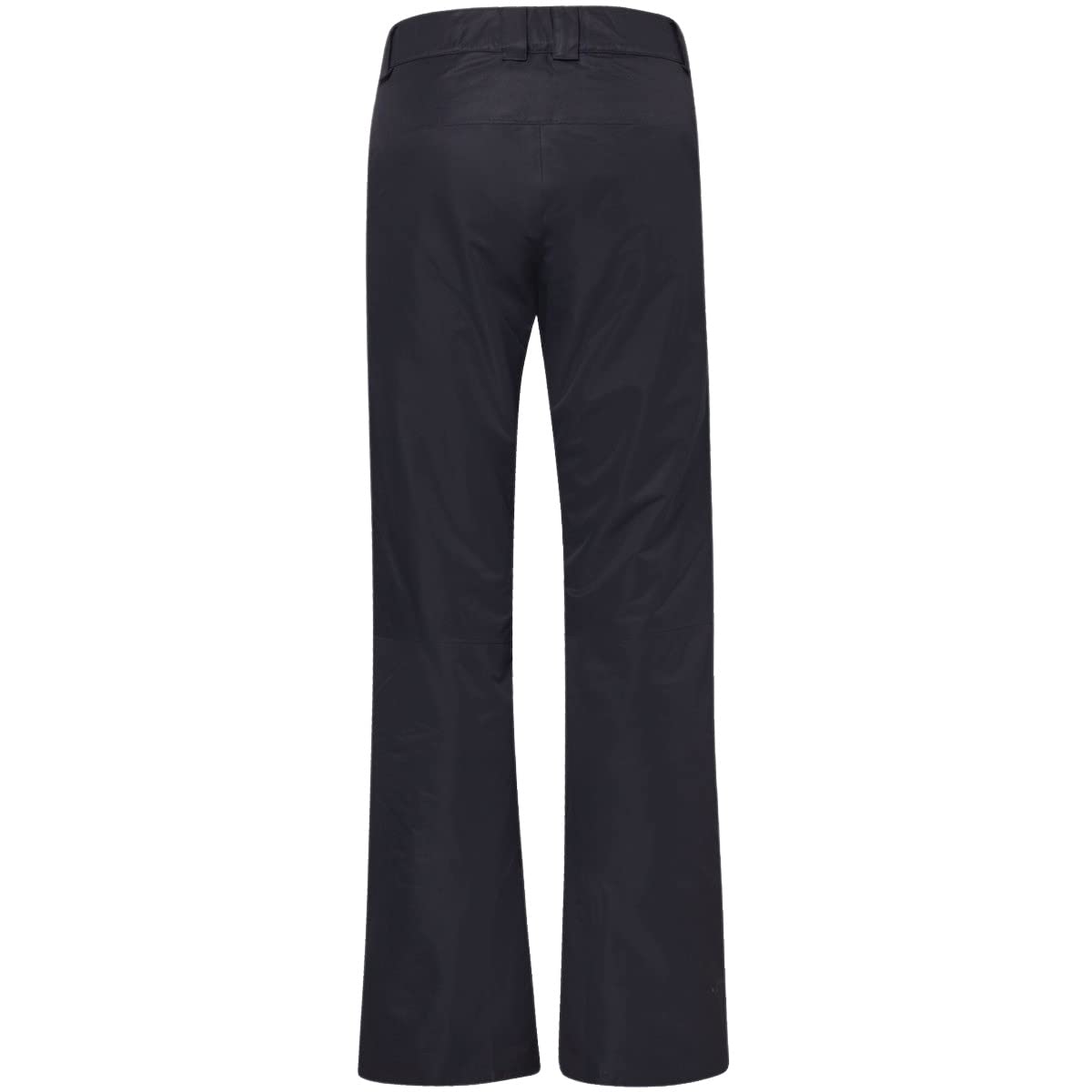 Black women's insulated ski pants, straight legs, belt loops, and front pockets