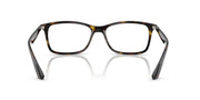 Ray-Ban prescription eyeglass frames, dark frame with amber-tinted temples