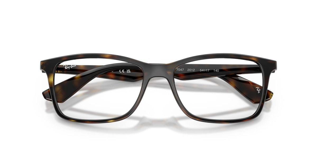 Ray-Ban prescription eyeglass frames, dark tortoise and matte dark rectangular lenses