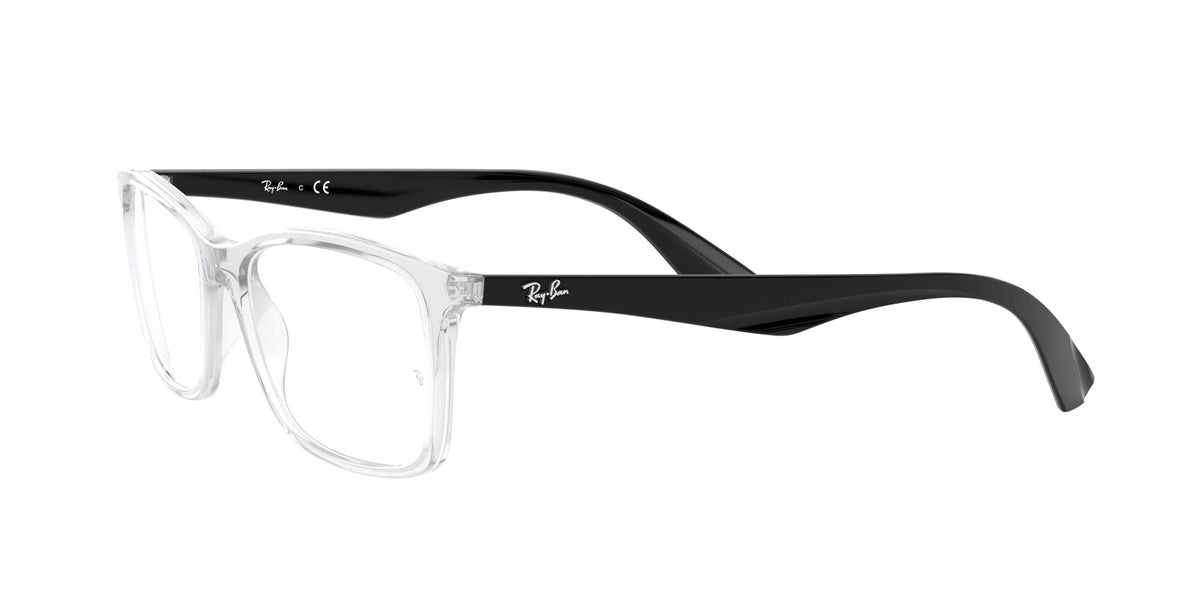 Clear-lens prescription eyewear frames with black temples, front view