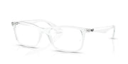 Ray-Ban prescription eyeglass frames, clear rectangular frames with side details