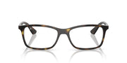 Ray-Ban prescription eyeglass frames, dark tortoise pattern with rectangular lenses