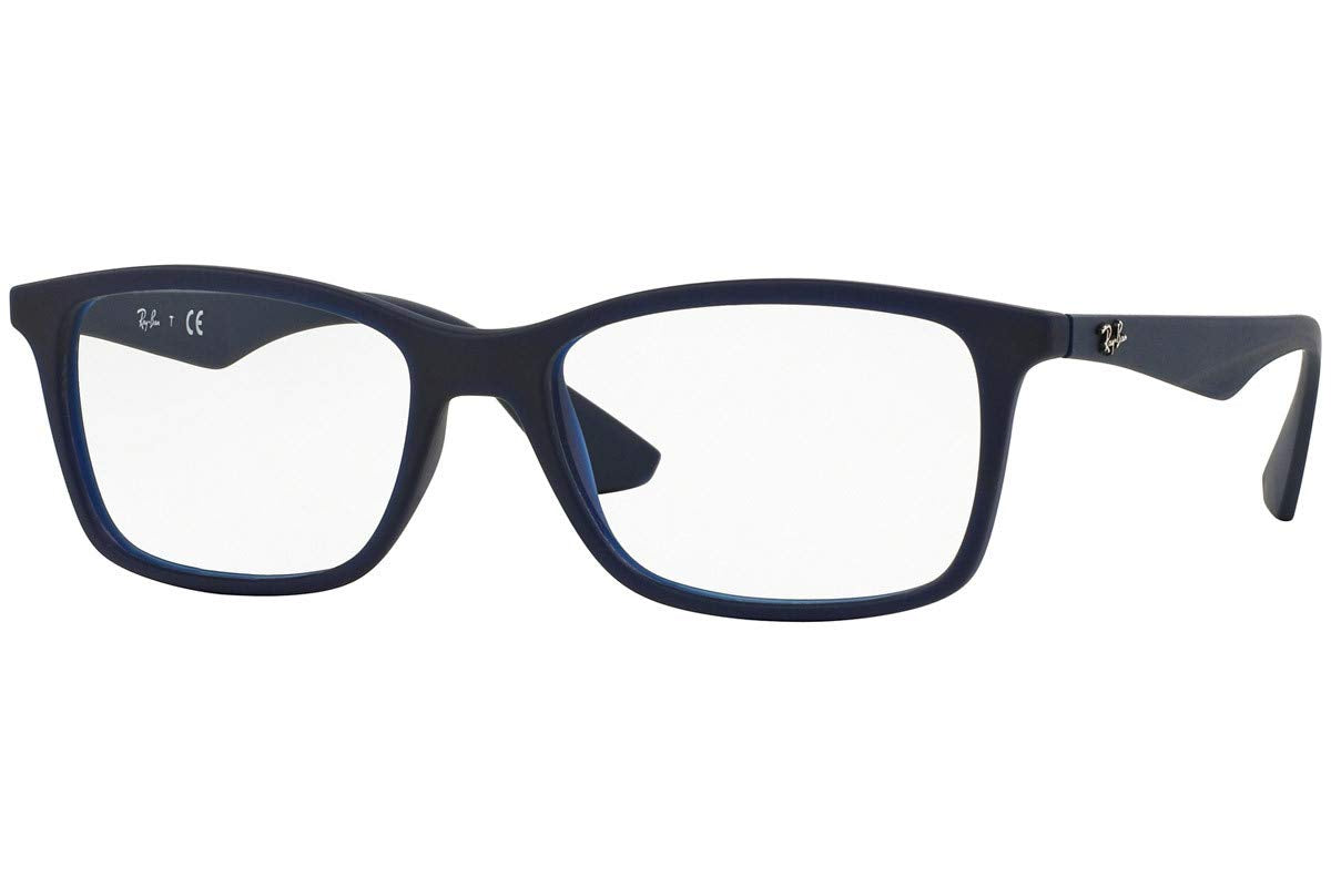 Ray-Ban RX7047 prescription frames, dark navy full-rim with gold accents