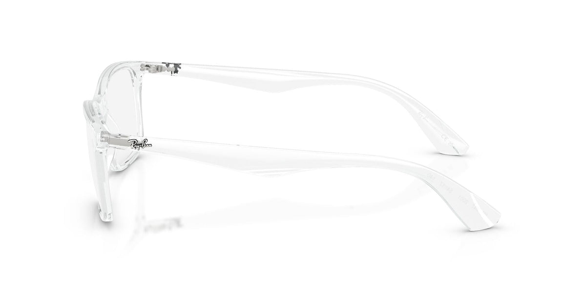 Ray-Ban prescription eyeglass frames, clear translucent side profile
