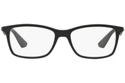 Ray-Ban RX7047 black rectangular prescription eyeglass frames, slim profile