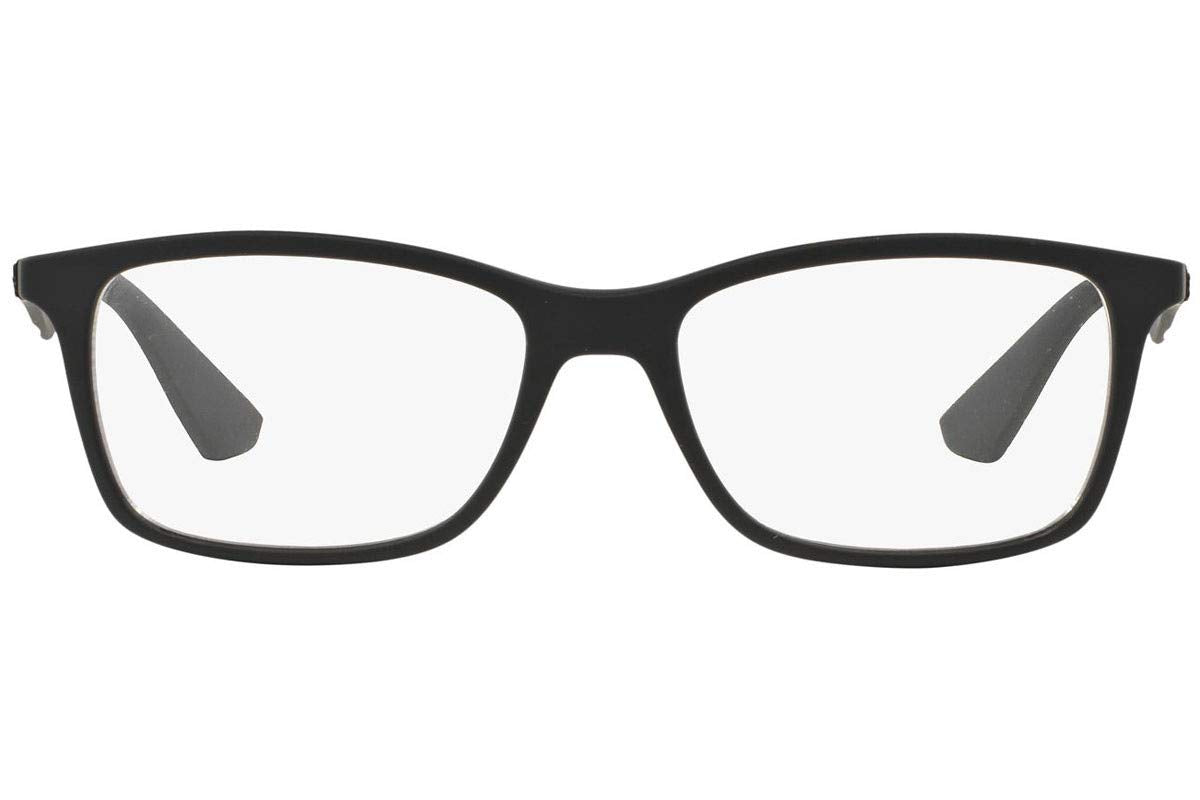 Ray-Ban RX7047 black rectangular prescription eyeglass frames, slim profile