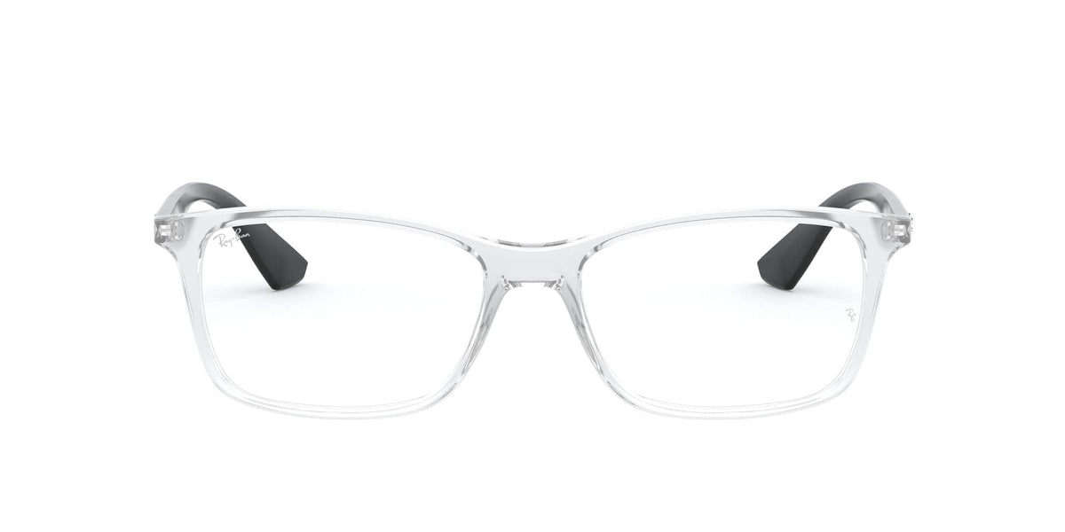 Clear prescription eyewear frames with black temple tips