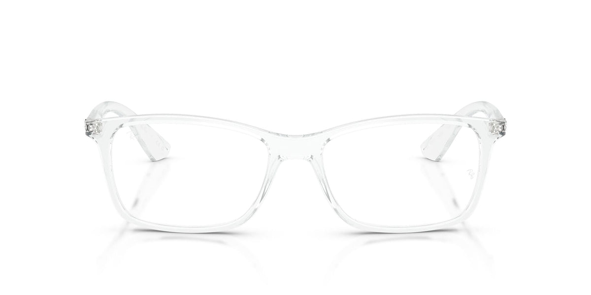 Ray-Ban prescription eyeglass frames, clear translucent rectangular lenses