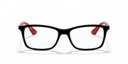 Ray-Ban RX7047 prescription frames, black with red temple details