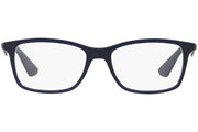 Ray-Ban RX7047 navy rectangular prescription eyeglass frames with temple detailing