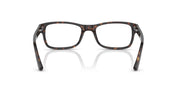 Havana tortoise rectangular eyeglass frames with clear demo lenses and Ray-Ban logo, front