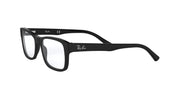 Black rectangular full-rim prescription frames with clear demo lenses, side view