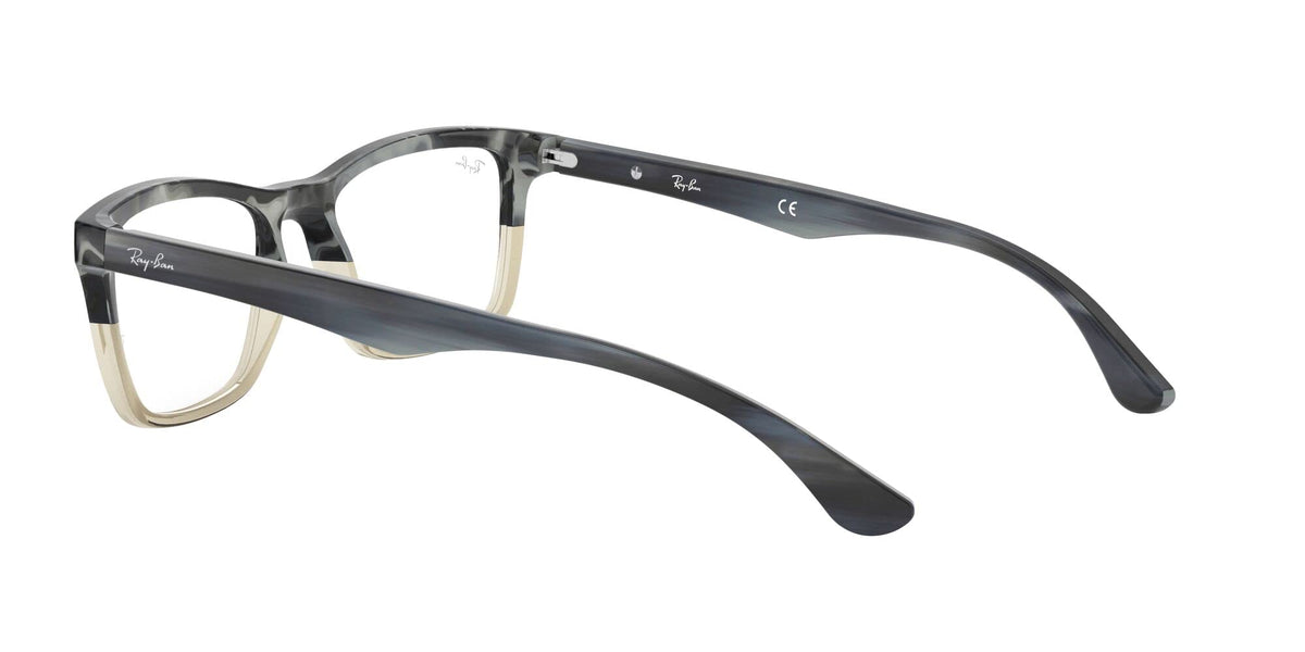 Ray-Ban RX5279 prescription frames, dark front with clear temple inner accents and demo lenses